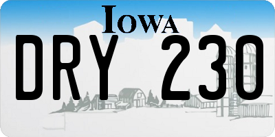 IA license plate DRY230