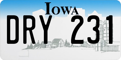 IA license plate DRY231