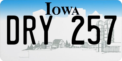 IA license plate DRY257