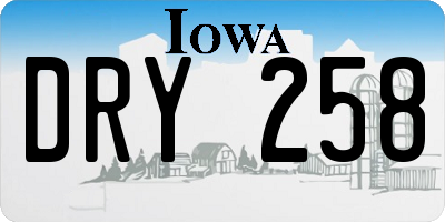 IA license plate DRY258