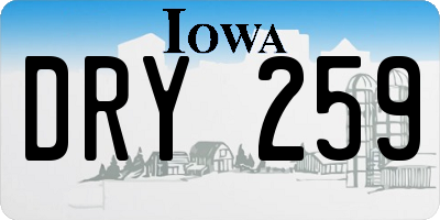 IA license plate DRY259
