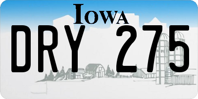 IA license plate DRY275