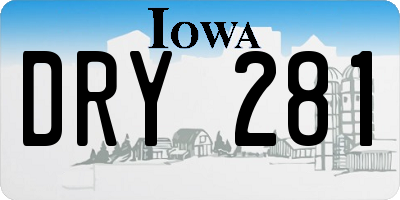 IA license plate DRY281