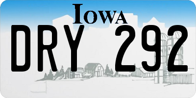 IA license plate DRY292