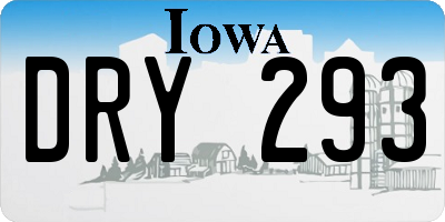IA license plate DRY293