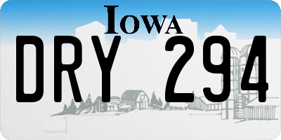 IA license plate DRY294