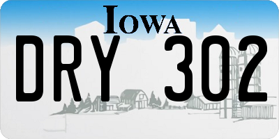 IA license plate DRY302