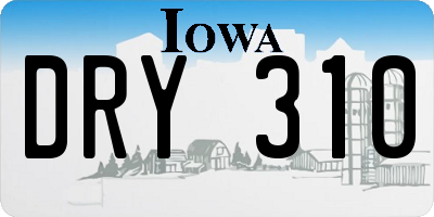 IA license plate DRY310
