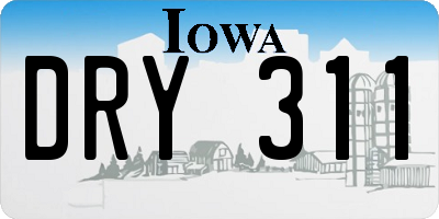 IA license plate DRY311
