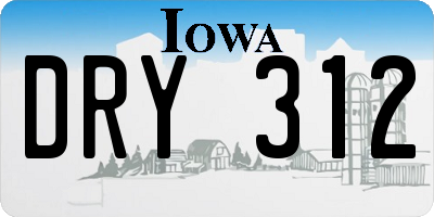 IA license plate DRY312