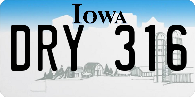 IA license plate DRY316