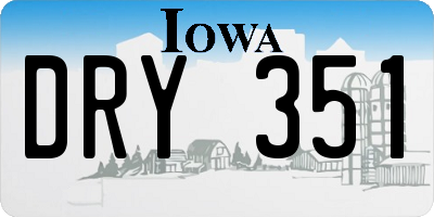 IA license plate DRY351