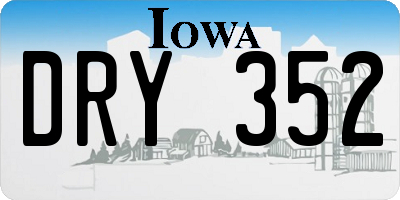 IA license plate DRY352