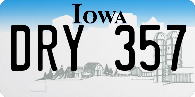IA license plate DRY357