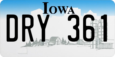 IA license plate DRY361