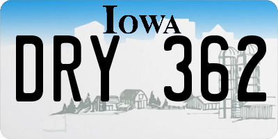 IA license plate DRY362
