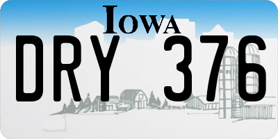 IA license plate DRY376