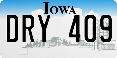 IA license plate DRY409