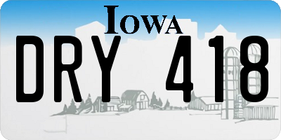IA license plate DRY418