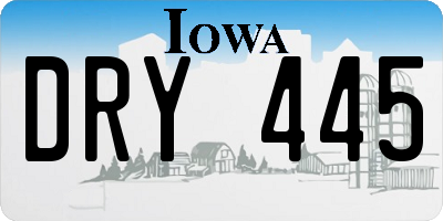 IA license plate DRY445