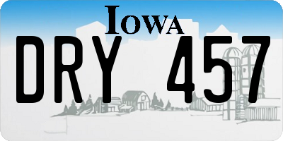 IA license plate DRY457