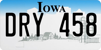 IA license plate DRY458