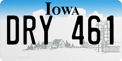 IA license plate DRY461