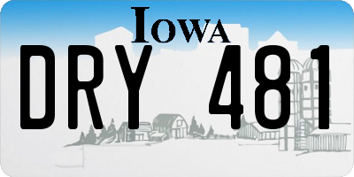 IA license plate DRY481