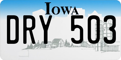 IA license plate DRY503