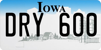 IA license plate DRY600