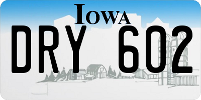 IA license plate DRY602