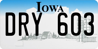 IA license plate DRY603