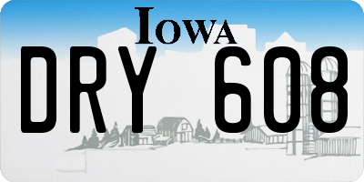 IA license plate DRY608