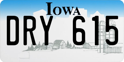 IA license plate DRY615