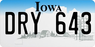 IA license plate DRY643
