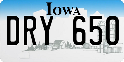 IA license plate DRY650