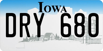 IA license plate DRY680