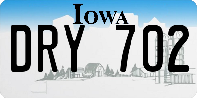IA license plate DRY702