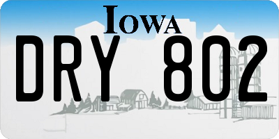 IA license plate DRY802