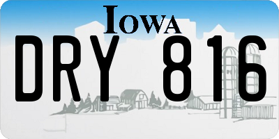 IA license plate DRY816