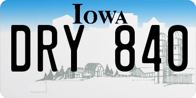 IA license plate DRY840