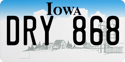 IA license plate DRY868