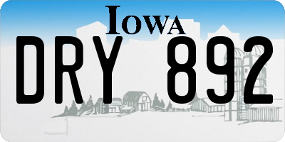 IA license plate DRY892