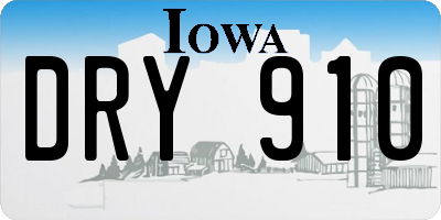 IA license plate DRY910