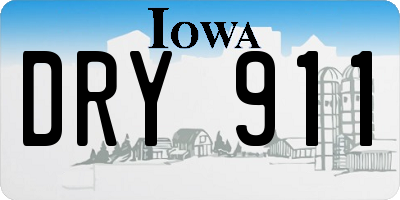 IA license plate DRY911