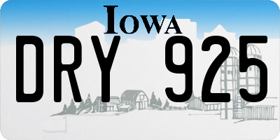 IA license plate DRY925