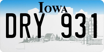 IA license plate DRY931