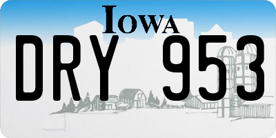 IA license plate DRY953