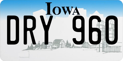 IA license plate DRY960