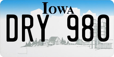IA license plate DRY980